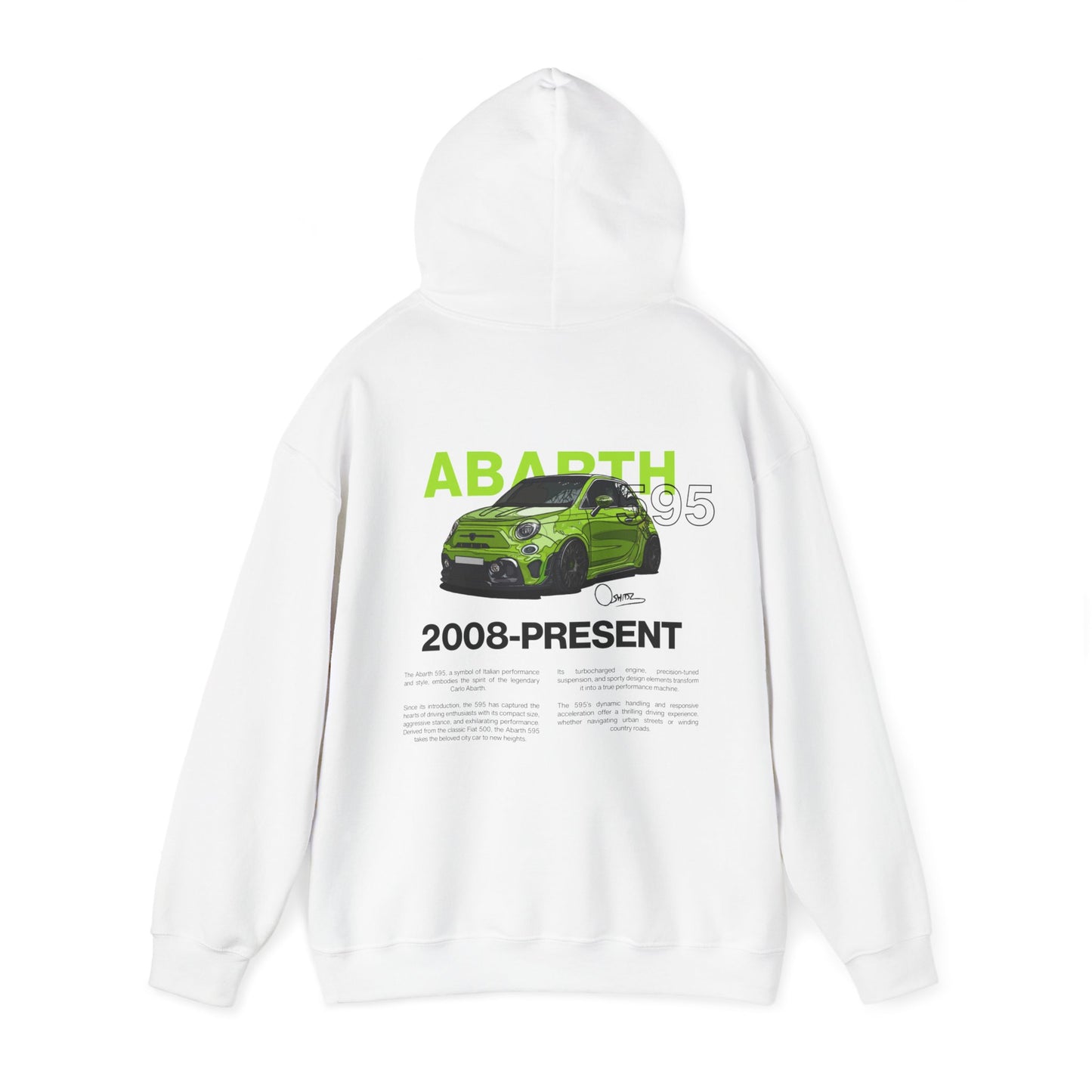 Green Abarth 595 - White Hoodie