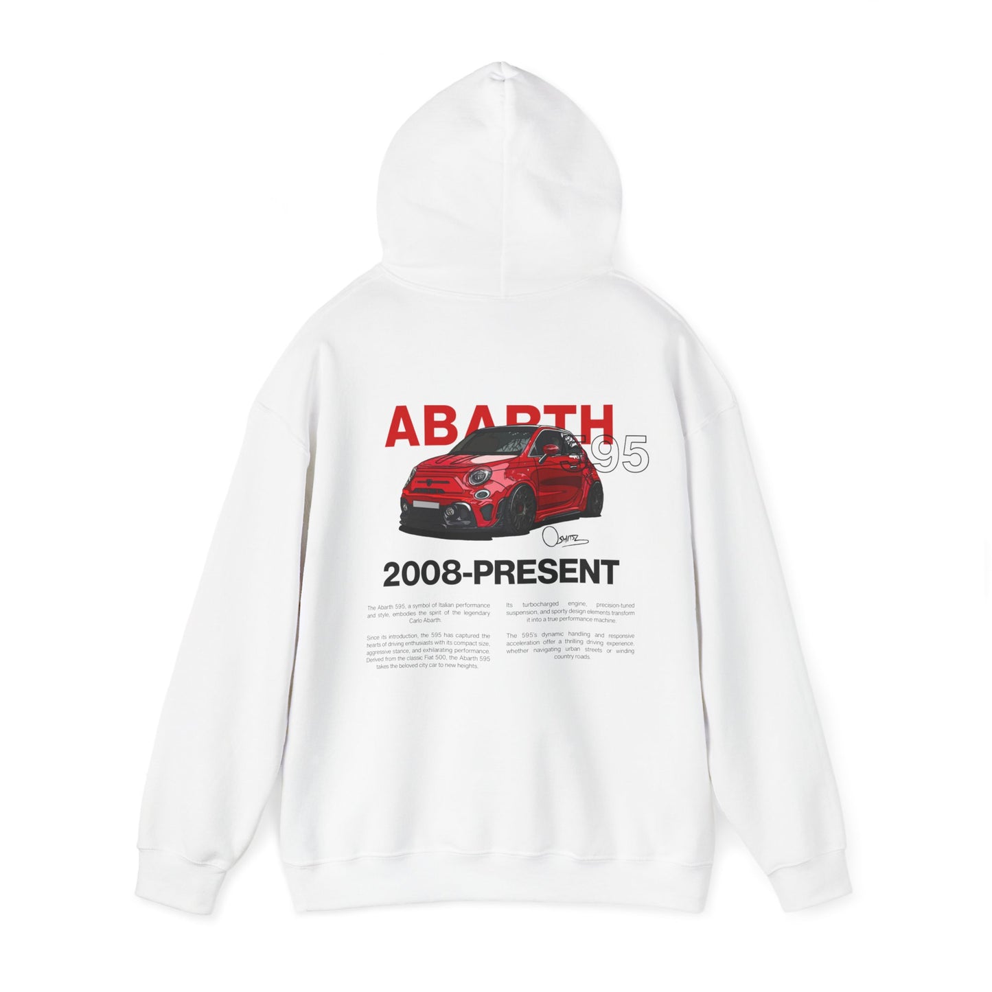 Red Abarth 595 - White Hoodie