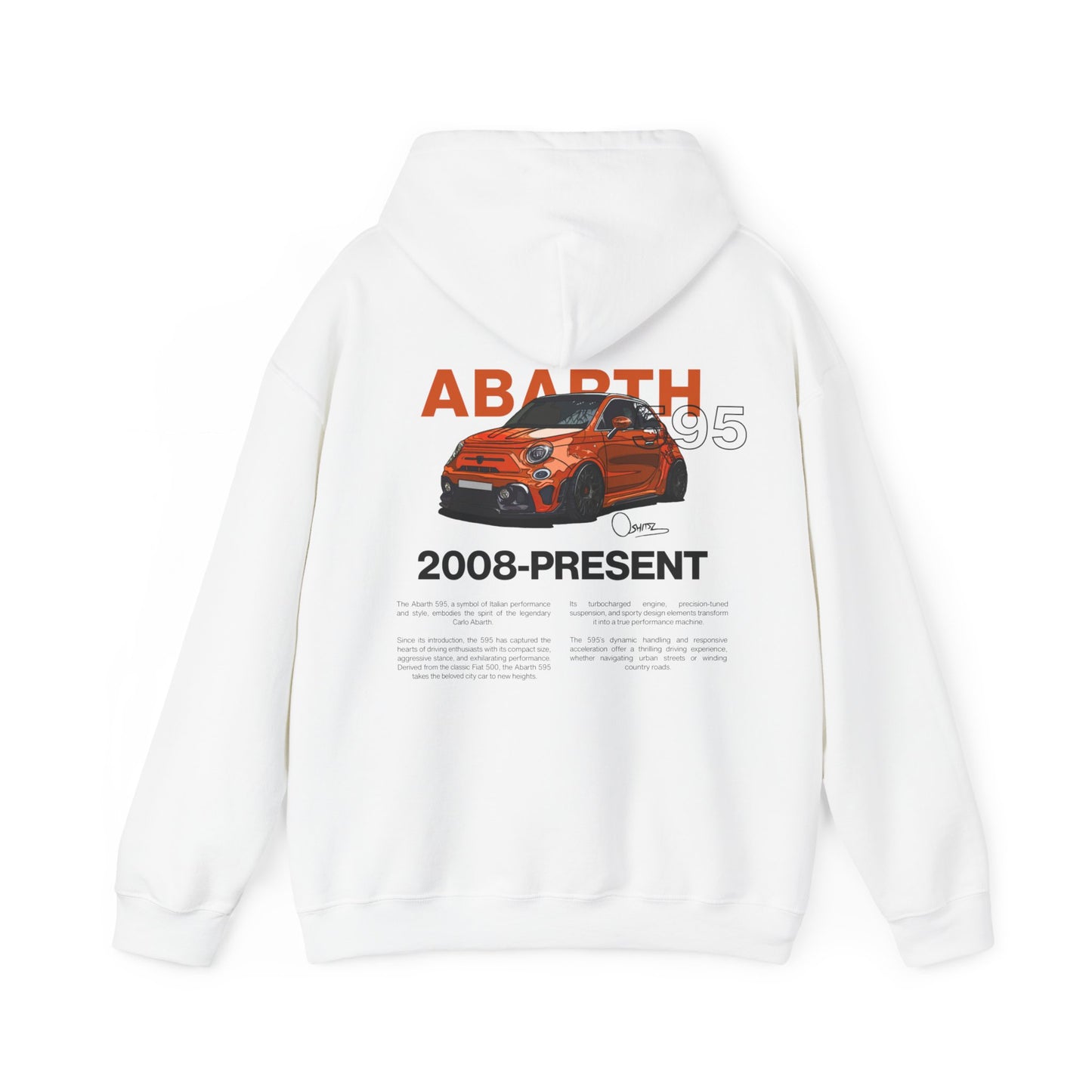 Orange Abarth 595 - White Hoodie