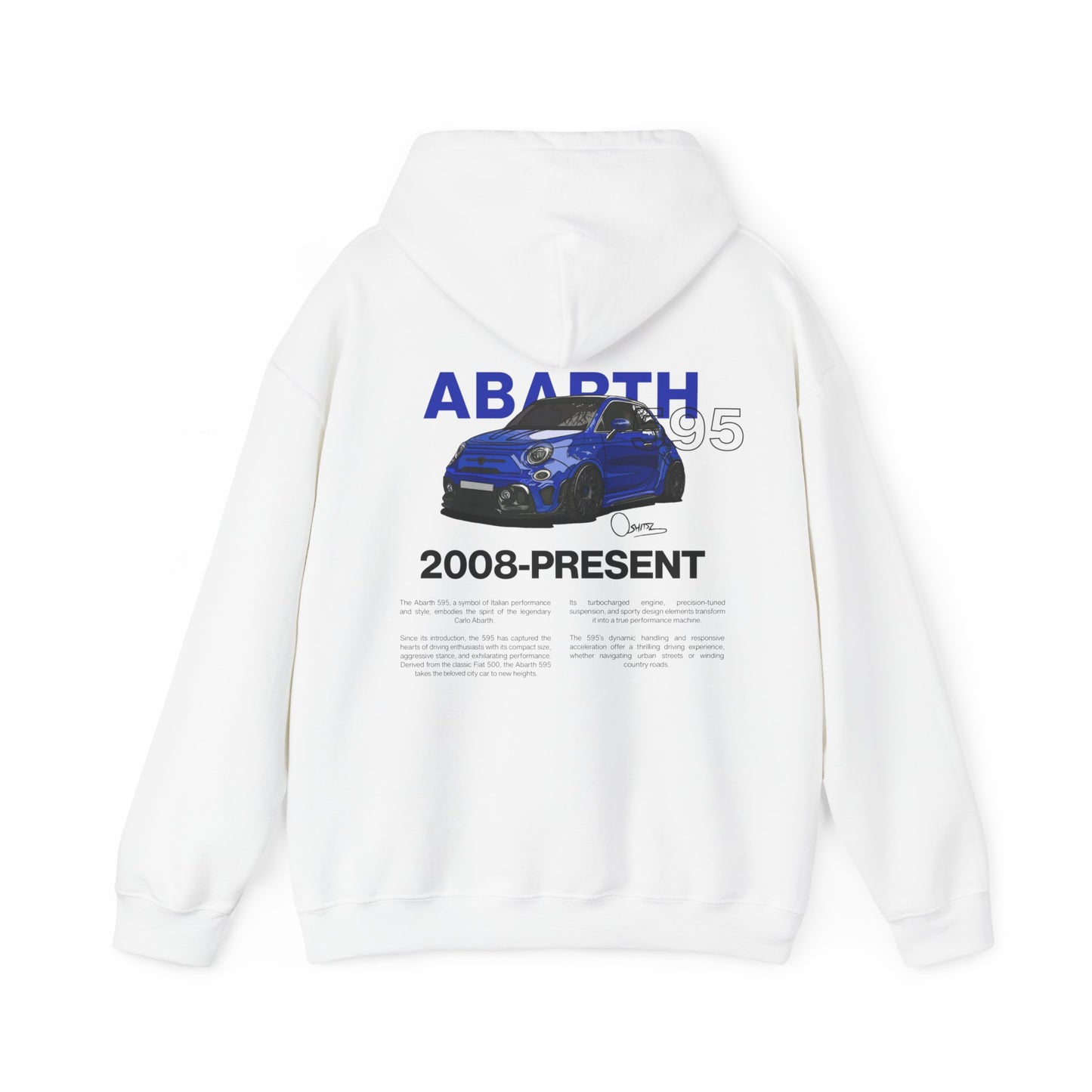 Blue Abarth 595 - White Hoodie