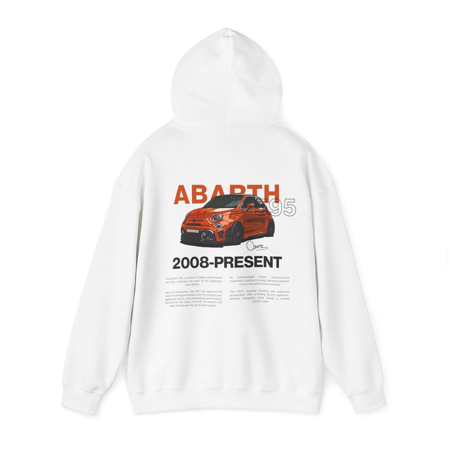 Orange Abarth 595 - White Hoodie