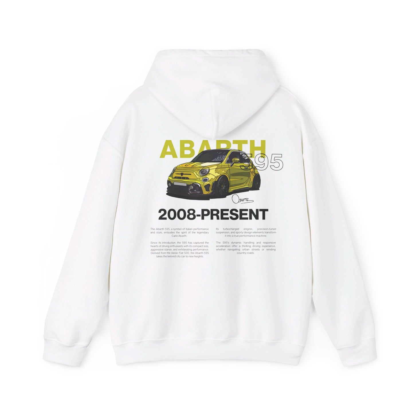 Yellow Abarth 595 - White Hoodie